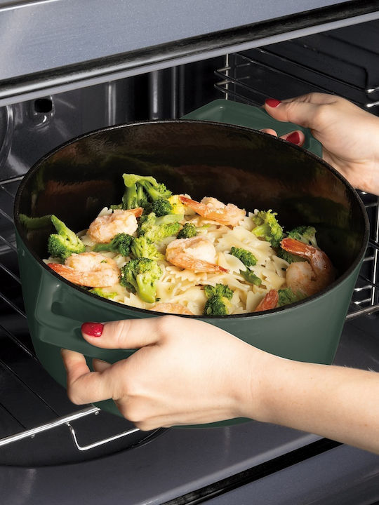 Berlinger Haus Matte Green Collection Deep Pot made of Cast Iron 4.35lt / 24cm