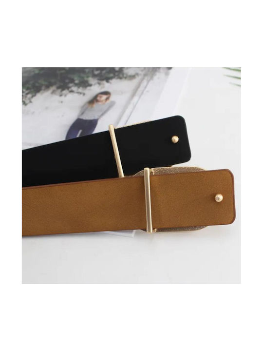 Wide Leather Women's Belt Brown