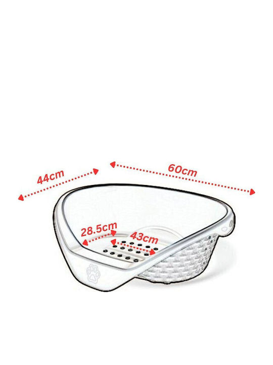 Bama Rattan Nido Canapea Pat pentru câini Gri 60x44cm.