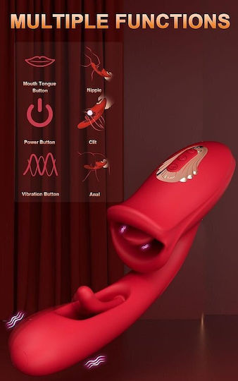 SMD Multitasker, Flapping and G Spot Vibrator 3-in1, 9 Vibrating Modes Clitoral Vibrator 9cm Roșu