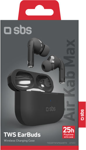 SBS Air Kab Max In-ear Bluetooth Handsfree Earphones with Charging Case Black