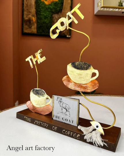 Card Holder "Cups" Logo Wood Metal Base