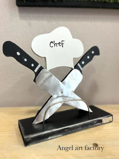"Chef" Kartenhalter Holz Metallbasis