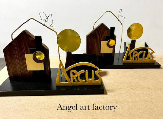 Поставка за визитки "Arcus Company" с дървена и метална основа