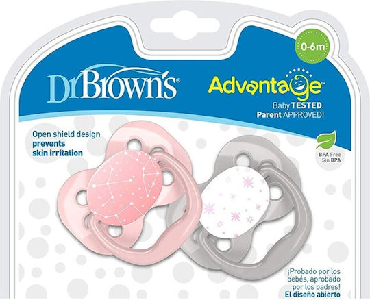Dr. Brown's Advantage Pacifiers Silicone Pink-Grey for 0-6 months 2pcs