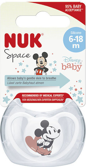 Nuk Space Mickey & Minnie Orthodontic Pacifier Silicone with Case White for 6-18 months