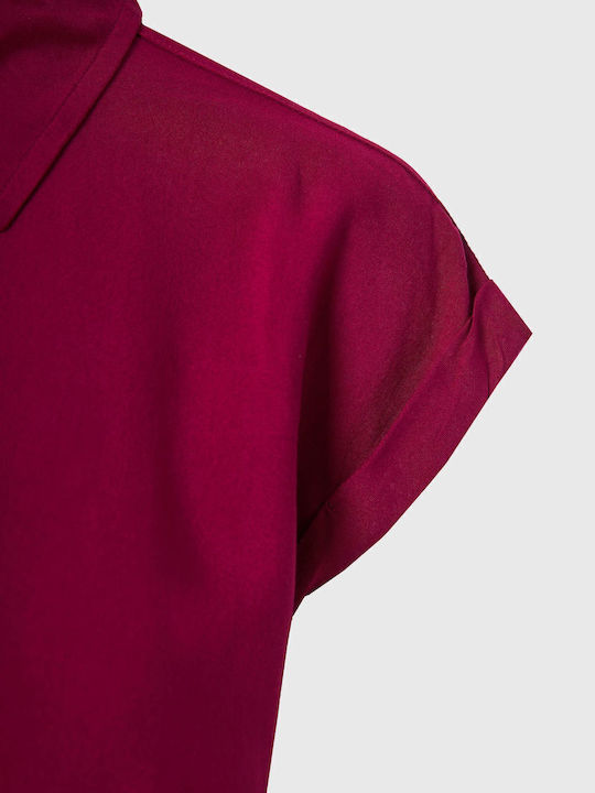 Women's Monochrome Short Sleeve Shirt Fuchsia