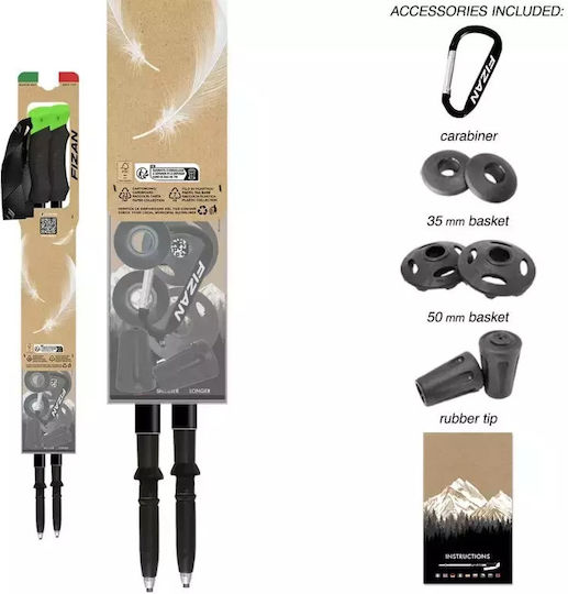 Fizan Telescopice Baston de trekking din aluminiu 2 buc Verzi