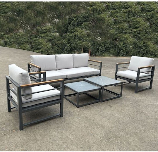 Woodwell Garten- und Outdoor-Möbelsets Wohnzimmer Typsatz 5 Stück Anthrazit mit Kissen E6871,1