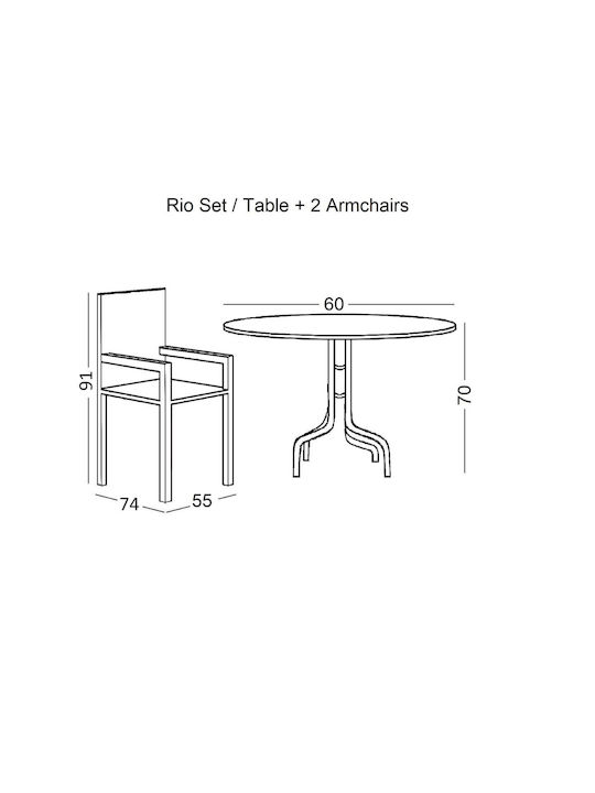 Garten- und Outdoor-Möbelsets für kleinen Raum Rio 3 Stück Anthrazit E270,50S
