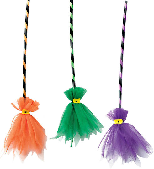 Carnival Broom Orange for Halloween 1pcs