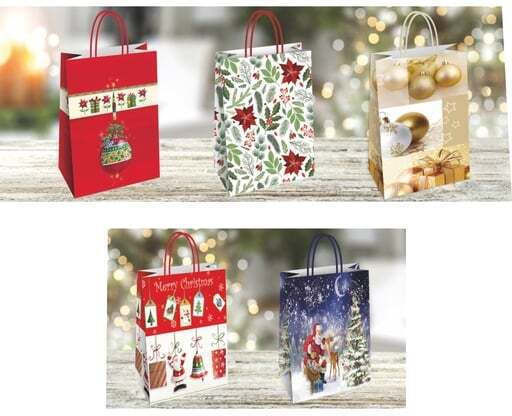 Florio Paper Christmas Gift Bag for Presents 21x8x26cm Various Designs