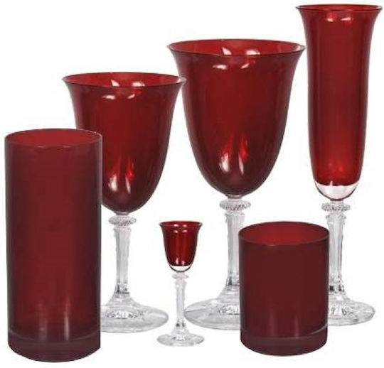 Bohemia Kleopatra Set of Glasses Water made of Crystal in Red Color Stemmed 360ml 6pcs