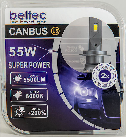 Beltec Audio Lamps Car H7 Canbus LED 6000K Cold White 9-32V 55W 2pcs