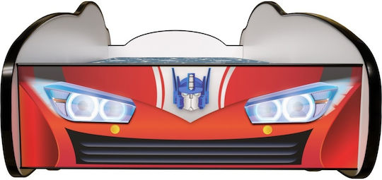 Racing Car Prime Pat pentru Copii Masina Single cu Saltea Multicolor 80x160cm