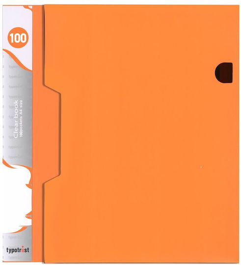 Typotrust Clipboard Flexible with 100 plastic sleeves Slides for Paper A4 Orange 1pcs FP10001-23