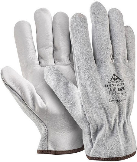 Active Gear Γάντια Εργασίας Λευκά Δερμάτινα