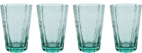 Laura Ashley Set of Green Glass Water Glasses 410ml 4 Pieces