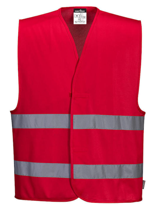 Portwest Safety Vest with Reflective Film Red