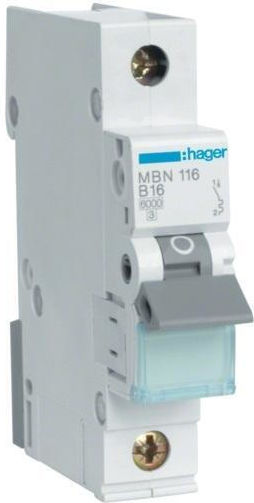 Hager Automatic Circuit Breaker 6A Single-pole AC MBN106E