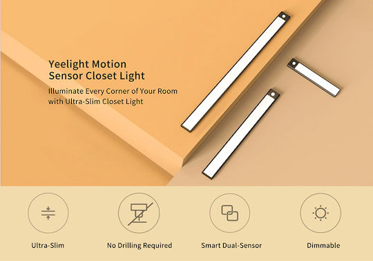 Yeelight LED Light Linear for Cabinets with Battery Powered and Motion Sensor Silver YLCG002 1pcs