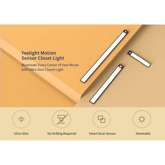Yeelight Light for Cabinets with Battery Powered and Motion Sensor Silver 1pcs