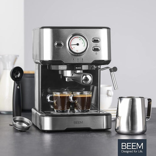 Beem Mașină de Espresso 1100W Presiune 15bar pentru Cappuccino Argintie