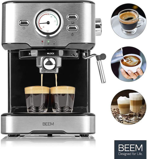 Beem Mașină de Espresso 1100W Presiune 15bar pentru Cappuccino Argintie