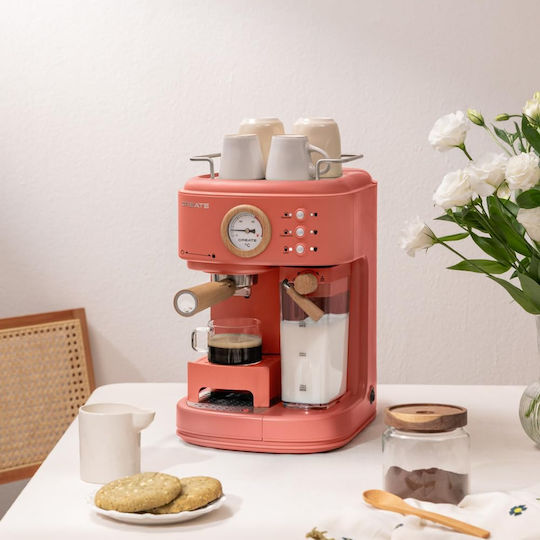 Create Thera Retro Pro Mașină de Espresso 1250W Presiune 20bar pentru Cappuccino Portocalie