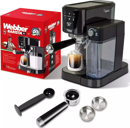 Webber Automat de Espresso 1350W Presiune 20bar pentru Cappuccino Neagră