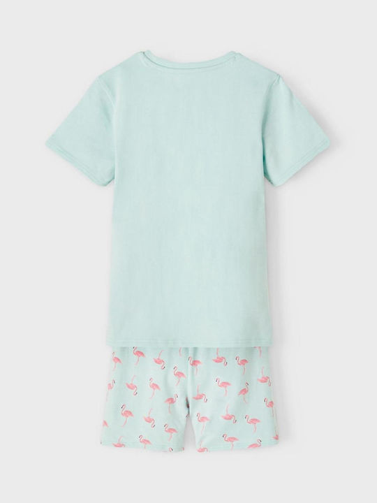 Name It Kinder Schlafanzug Sommerlich Baumwoll Mint Flamingo