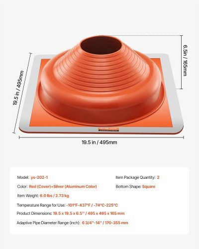 Vevor 2 Pieces Metal Roof Pipe Sealant Pipe Cover 6-3/4"-14" High Temperature Silicone Wdgdtghsgjl1cl6utv0
