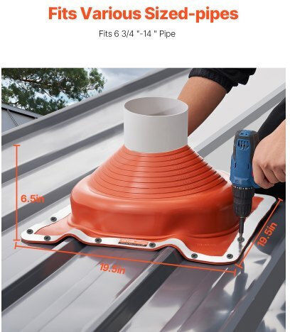 Vevor 2 Pieces Metal Roof Pipe Sealant Pipe Cover 6-3/4"-14" High Temperature Silicone Wdgdtghsgjl1cl6utv0