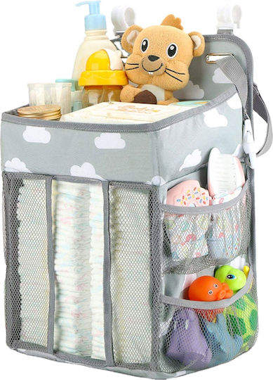 Crib Organizer Tecos Diapers Accessories Other Essentials Baby Care 43x28x20cm Hangable on Crib Gray