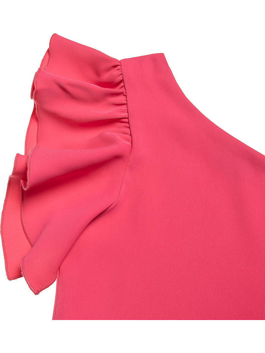 Kinder-Crop-Top Kurzarm Fuchsie