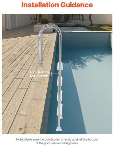 Vevor Scară Piscină Din Oțel Inoxidabil Albă