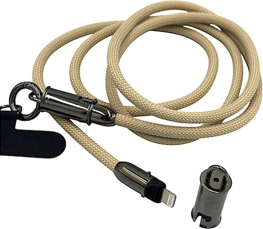 Мобилен ремък 2-в-1 60W кабел за бързо зареждане USB C кабел за бързо зареждане PD 60W Lightning SG-069PD бежов