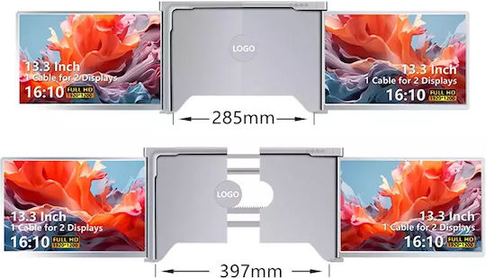 Extralink Smart Life S350 2-Screen 13.3" Full HD IPS 60Hz Monitor for Laptops 13.3" to 17.3"
