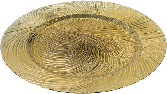 Dekorative Platte Rund Kunststoff Gold 1Stück 33x33x1.5cm
