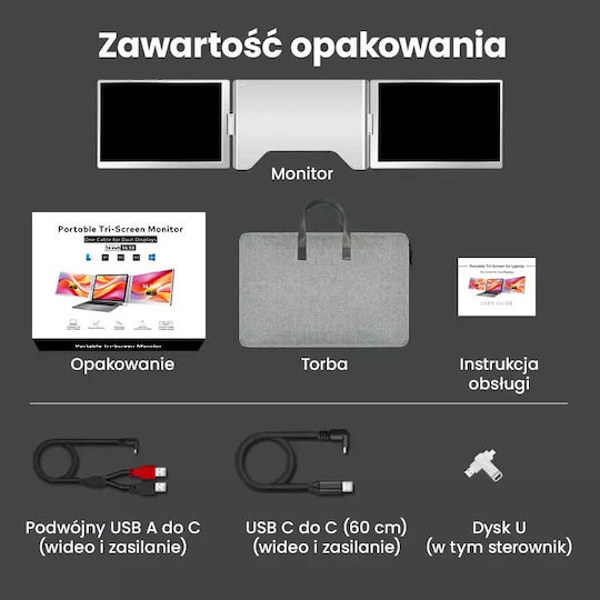 Extralink Smart Life S688 Monitor 2-screen 14" Full Hd Ips 60hz Laptops 12" To 17.3"