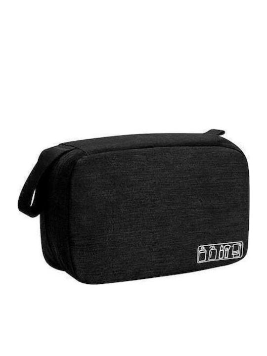 Travel Cosmetic Bag Tecos 3 Compartments Dimensions 24*13*7.5 Centimeters Hook Black