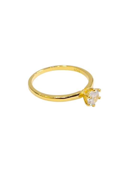 Prince Silvero Ring with Zircon made of Silver Gold Plated