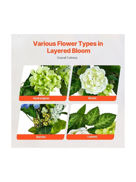 Vevor Artificial Decorative Wreath 23 Inches Blue White Green Hydrangeas Roses Zshhxqhtmlbl4g2okv0