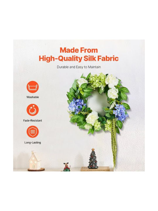 Vevor Artificial Decorative Wreath 23 Inches Blue White Green Hydrangeas Roses Zshhxqhtmlbl4g2okv0