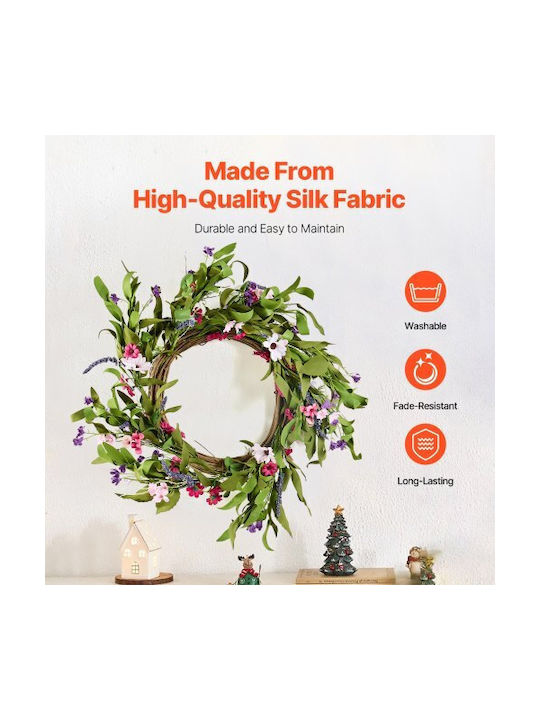 Vevor Artificial Decorative Wreath 56 cm Pink Green Daisies All Year Round Wreath Zshh22inchcjy8kmfv0