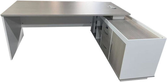 Colțar Birou profesional Armadi Lemnos Gray-white 160x80x75cm