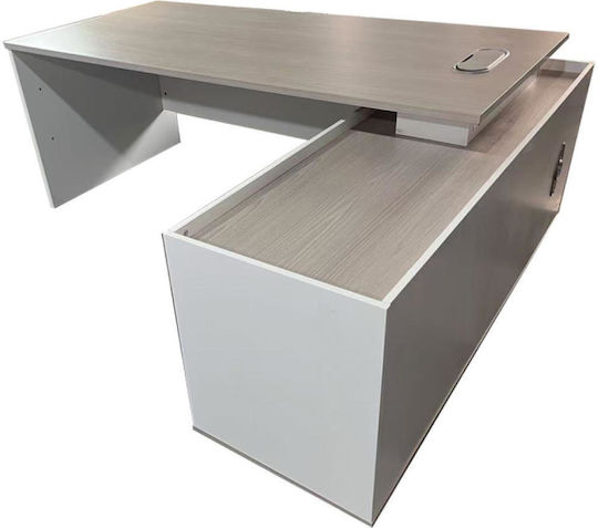 Colțar Birou profesional Armadi Lemnos Gray-white 160x80x75cm