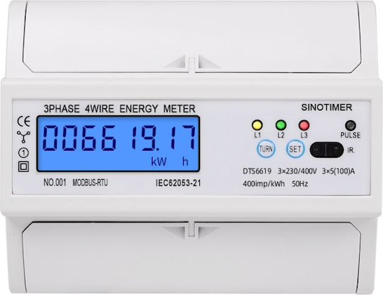 Three-Phase Energy Meter Sinotimer DIN Rs485 Kwh Power Consumption Current Voltmeter Modbus Rtu Monitor 380V 400V