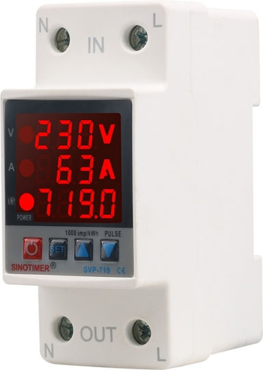 Digital Voltage Protection Safety Relay Sinotimer Adjustable Between 1 63a Meter Led Digital Display Svp-719-63a