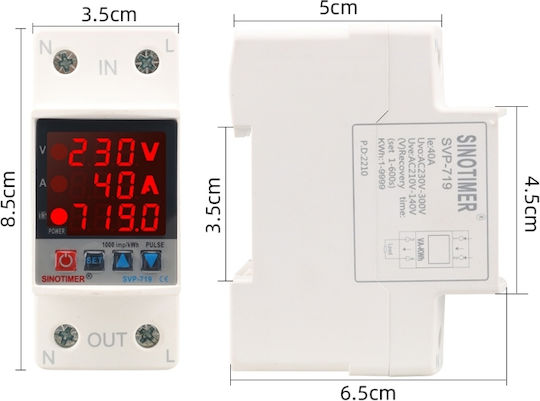 Digital Voltage Protection Safety Relay Sinotimer Adjustable Between 1 63a Meter Led Digital Display Svp-719-63a